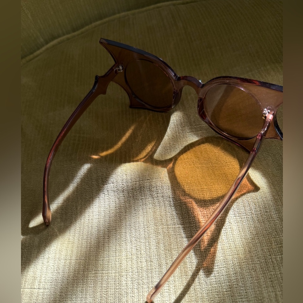 Brown Cat-Eye Bat-Wing Sunglasses - Picture 5 of 6